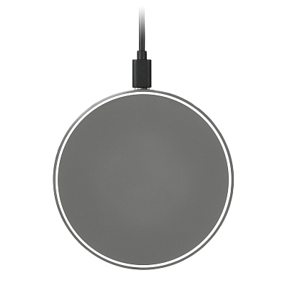 Беспроводное зарядное устройство с подсветкой 15W Аурис (Auris), серое