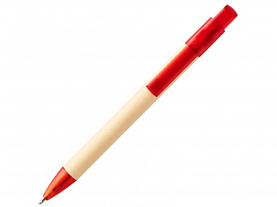 Ручка картонная шариковая Safi (Натуральный/красный)