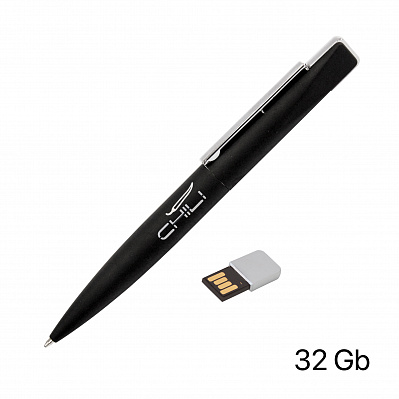 Ручка шариковая "Callisto" с флеш-картой 32Gb, покрытие soft touch  (Черный)