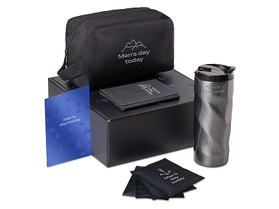 Подарочный набор Re:m. Road  с термокружкой, косметичкой и обложкой для паспорта (Чёрный)