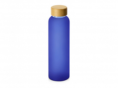 Стеклянная бутылка с бамбуковой крышкой Foggy, 600 мл (Синий)