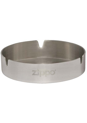 Пепельница ZIPPO, нержавеющая сталь, серебристая с фирменным логотипом, матовая, диаметр 10 см (Серебристый)