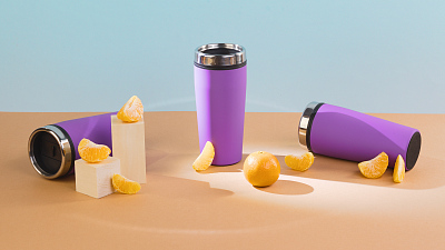 Термостакан "Европа", покрытие soft touch, 0,5 л., синий, фиолетовый