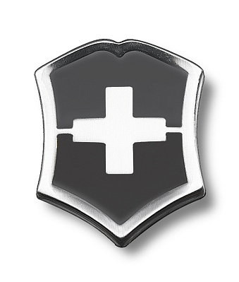 Значок VICTORINOX в форме креста на щите, металлический, чёрно-серебристый (Черный)