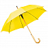 Зонт-трость с деревянной ручкой, полуавтомат; желтый; D=103 см, L=90см; 100% полиэстер - Фото 1