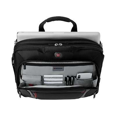 Портфель для ноутбука 15'' WENGER, черный, полиэстер/ПВХ, 40 x 15 x 33 см, 9 л