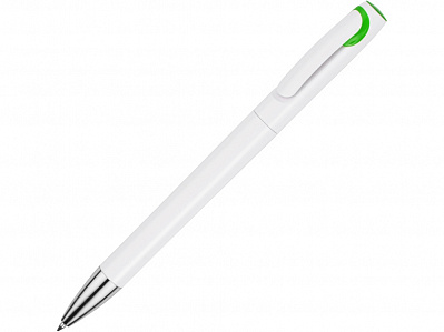 Ручка пластиковая шариковая Локи (Белый/зеленое яблоко/серебристый)