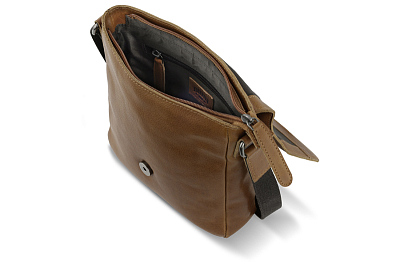 Сумка через плечо KLONDIKE GOLD «Taylor», натуральная кожа в коньячном цвете, 22 х 23,5 х 5,5 см