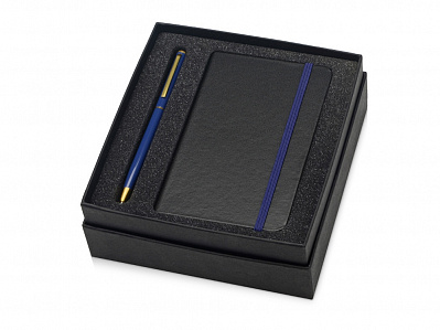 Подарочный набор Reporter с ручкой и блокнотом А6 (Синий/черный/золотистый)