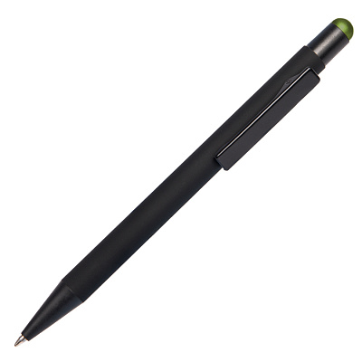 Ручка шариковая FACTOR BLACK со стилусом (Черный, зеленый)