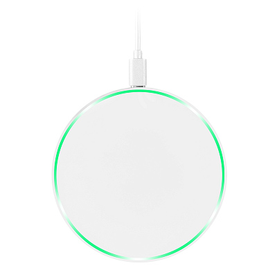 Беспроводное зарядное устройство с подсветкой 15W Auris, белое