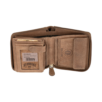 Бумажник KLONDIKE «Wayne Bike», натуральная кожа в светло-коричневом цвете, 10,5 х 12,5 х 2,5 см