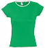 Футболка женская Moorea 170, ярко-зеленая с белой отделкой - Фото 1