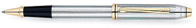 Ручка-роллер Selectip Cross Townsend. Цвет - серебристый с золотистой отделкой. (Серебристый)