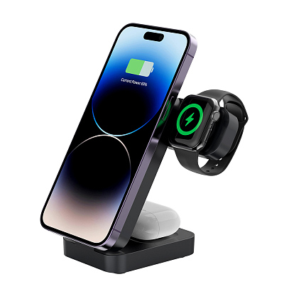 Беспроводное ЗУ Pero WB01 Ultimate MagSafe 3в1