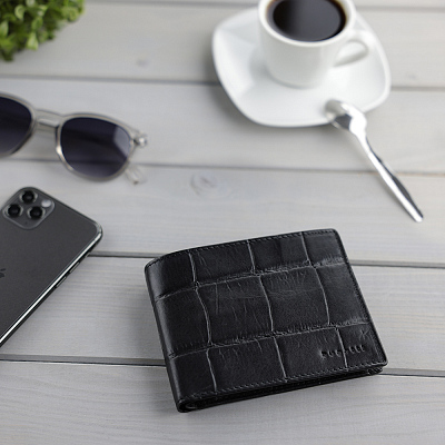 Портмоне BUGATTI Nevio, чёрный, воловья кожа/козья кожа/полиэстер, 12,5х2,5х9,3 см