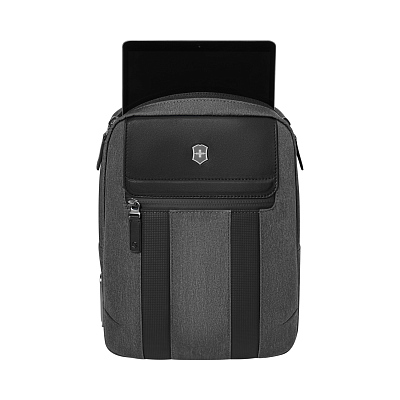 Сумка через плечо VICTORINOX Architecture Urban2 Crossbody Bag,серый, полиэстер/кожа, 9x22x28 см, 6 л