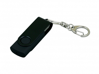 USB 2.0- флешка промо на 16 Гб с поворотным механизмом и однотонным металлическим клипом (Черный)