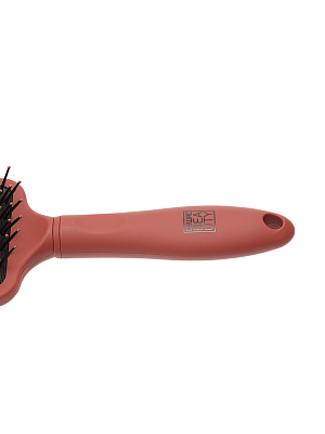 Щетка массажная Dewal Beauty серия "Прованс" с пластиковым штифтом, квадратная, коричневая13 рядов