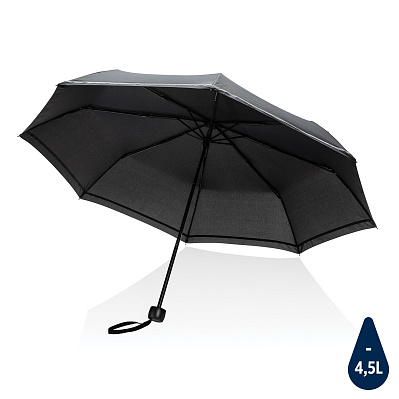 Компактный зонт Impact из RPET AWARE™ со светоотражающей полосой, d96 см  (Черный;)