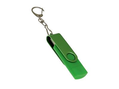 USB 3.0- флешка на 64 Гб с поворотным механизмом и дополнительным разъемом Type-C (Зеленый)