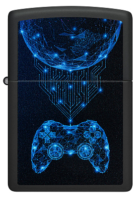 Зажигалка ZIPPO Gaming с покрытием Black Matte, латунь/сталь, черная, матовая, 38x13x57 мм