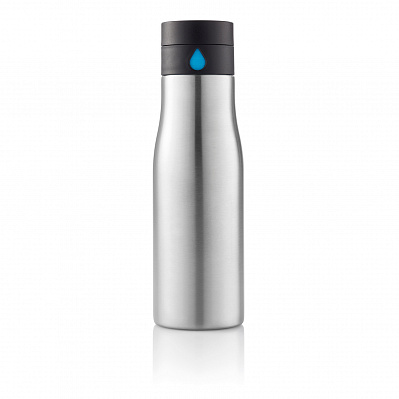 Бутылка для воды Aqua, серебряная (Серый; синий)