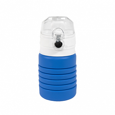 Бутылка для воды складная с карабином SPRING, 550/250 мл, силикон (Синий)
