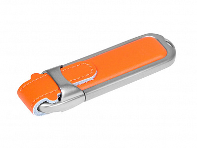 USB 3.0- флешка на 128 Гб с массивным классическим корпусом (Оранжевый/серебристый)