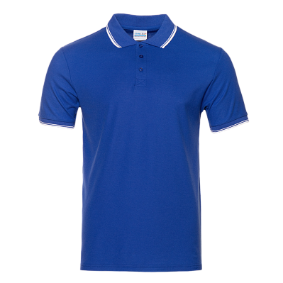 Рубашка поло мужская STAN с окантовкой хлопок/полиэстер 185, 04T (Синий)