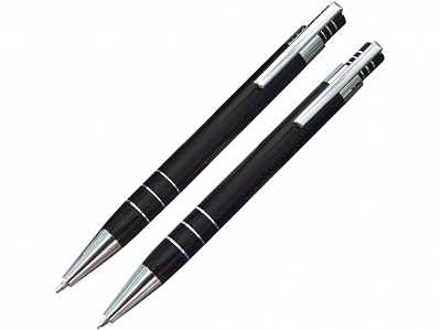 Подарочный набор Эльба: ручка шариковая, механический карандаш (Черный/серебристый)