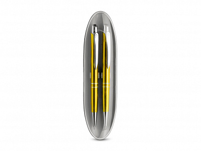 Подарочный набор: ручка металлическая шариковая и механический карандаш (Желтый)