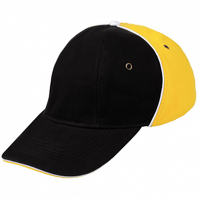 Бейсболка Unit Smart, черная с желтым (Желтый)