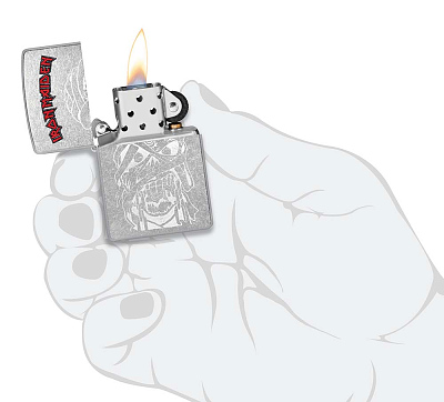 Зажигалка ZIPPO Iron Maiden с покрытием Street Chrome, латунь/сталь, серебристая, 38x13x57 мм