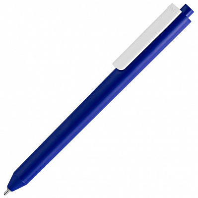 Ручка шариковая Pigra P03 Mat, темно-синяя с белым (Темно-синий)