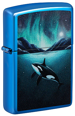 Зажигалка ZIPPO Whale с покрытием High Polish Blue, латунь/сталь, синяя, глянцевая, 38x13x57 мм (Синий)