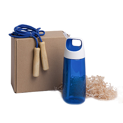Набор подарочный INMODE: бутылка для воды, скакалка, стружка, коробка  (Синий)