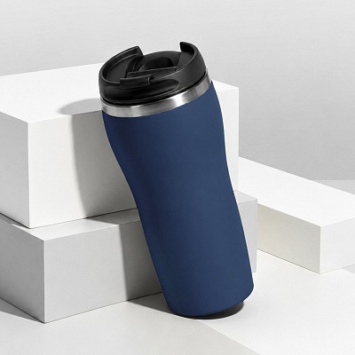 Термокружка Double wall mug С1 soft-touch, 350 мл (Тёмно-синий)
