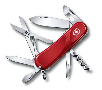 Нож перочинный VICTORINOX Evolution S14, 85 мм, 14 функций, с фиксатором лезвия  (Красный)