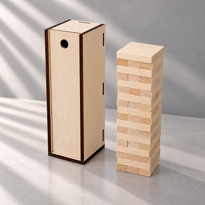 Настольная игра из дерева Башня в деревянной коробке  (Натуральный)