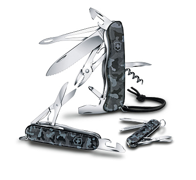Нож перочинный VICTORINOX Huntsman Navy Camouflage, 91 мм, 15 функций, серо-синий камуфляж