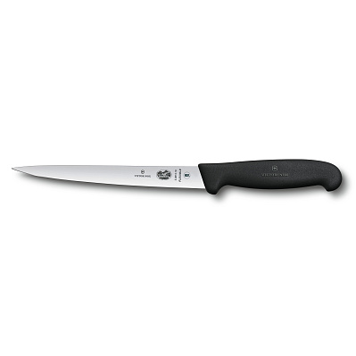 Нож филейный для рыбы VICTORINOX Fibrox с супер-гибким лезвием 18 см, чёрный (Черный)
