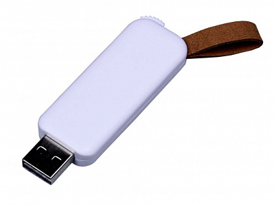 USB 2.0- флешка промо на 64 Гб прямоугольной формы, выдвижной механизм (Белый)