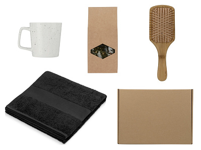 Подарочный набор для ванны с полотенцем, расческой и кружкой (Чёрный)