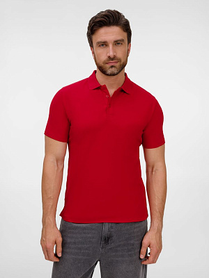 Рубашка поло унисекс Tervise, черная (Красный)