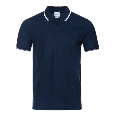 Рубашка поло мужская STAN с окантовкой хлопок/полиэстер 185, 04T (Тёмно-синий)