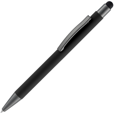 Ручка шариковая Atento Soft Touch Stylus со стилусом, черная (Черный)