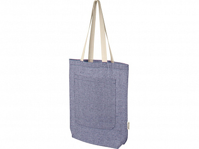 Эко-сумка Rainbow из переработанного хлопка с передним карманом (Синий)