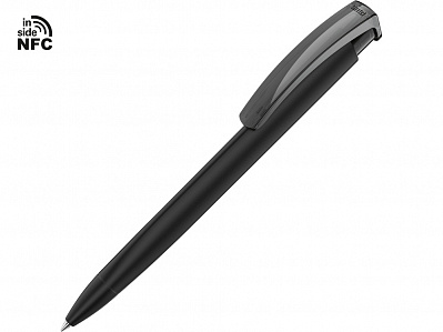 Ручка пластиковая шариковая трехгранная Trinity K transparent Gum soft-touch с чипом передачи информации NFC (Черный)