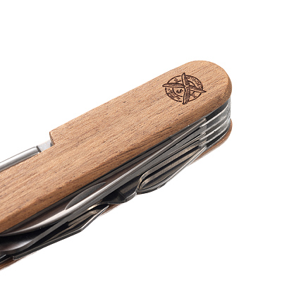 Нож перочинный Stinger, 89 мм, 15 функций, материал рукояти: древесина сапеле